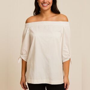 Free People White Off Shoulder Tunic Clean Girl Coastal Neutral Women Top Sz S